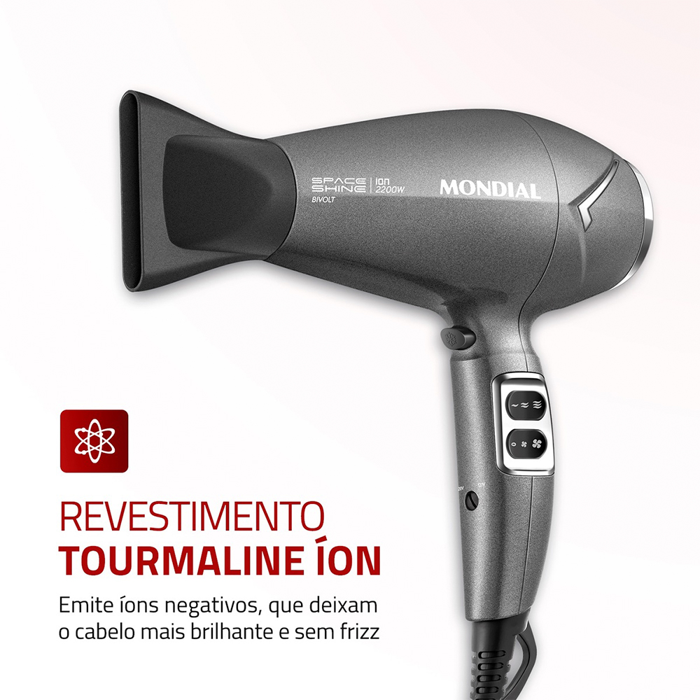 Secador de Cabelo Mondial Space Shine Tourmaline 2100W