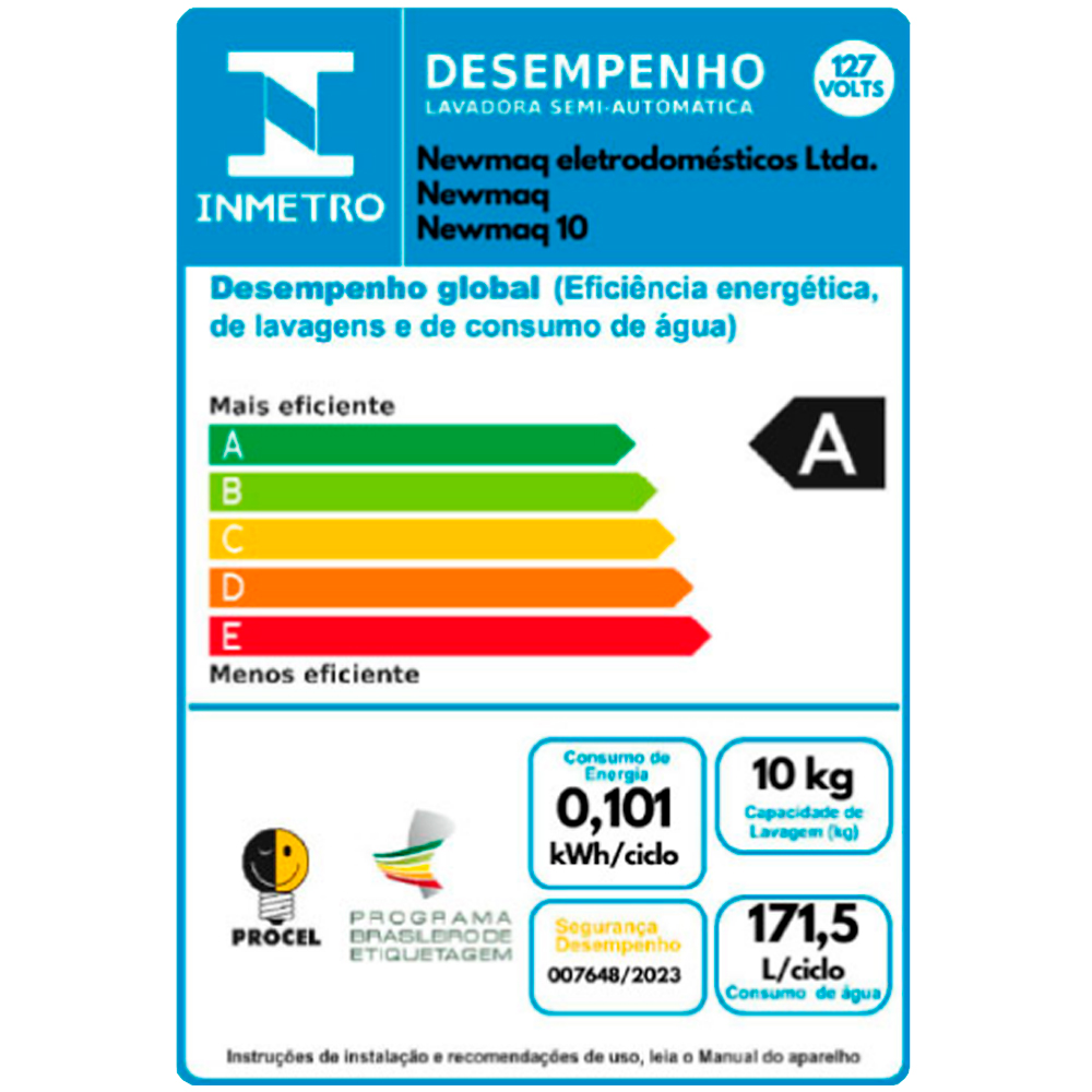 Tanquinho Newmaq 10kg Semiautomático com Big Dispenser