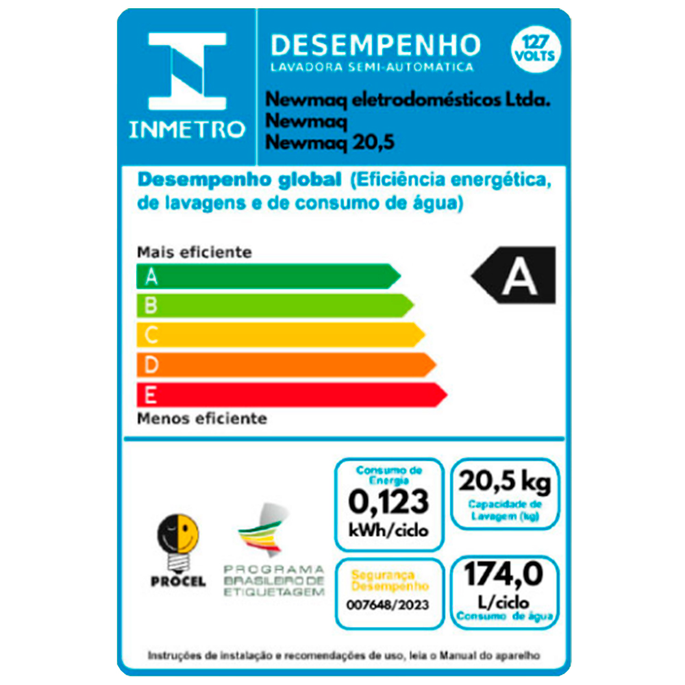 Tanquinho Newmaq Plus 20kg Semiautomático com Big Dispenser