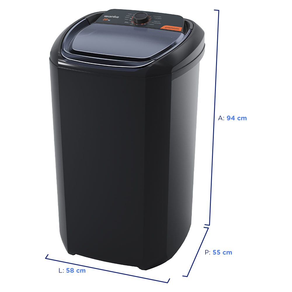 Tanquinho Wanke Premium 20kg Semiautomático 10 programas LWBE201T3