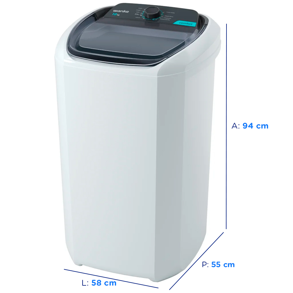 Tanquinho Wanke Comfort 10kg Semiautomático 8 Programas LWBE100T3