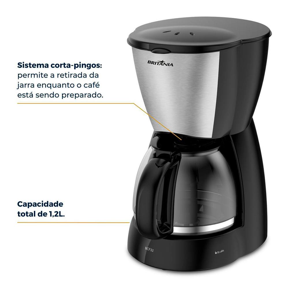 Cafeteria Elétrica Britânia BCF32A 30 Xícaras 800W
