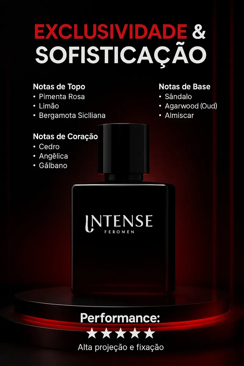 Perfume Masculino INTENSE Feromen 50ml Amadeirado Aromático Spray