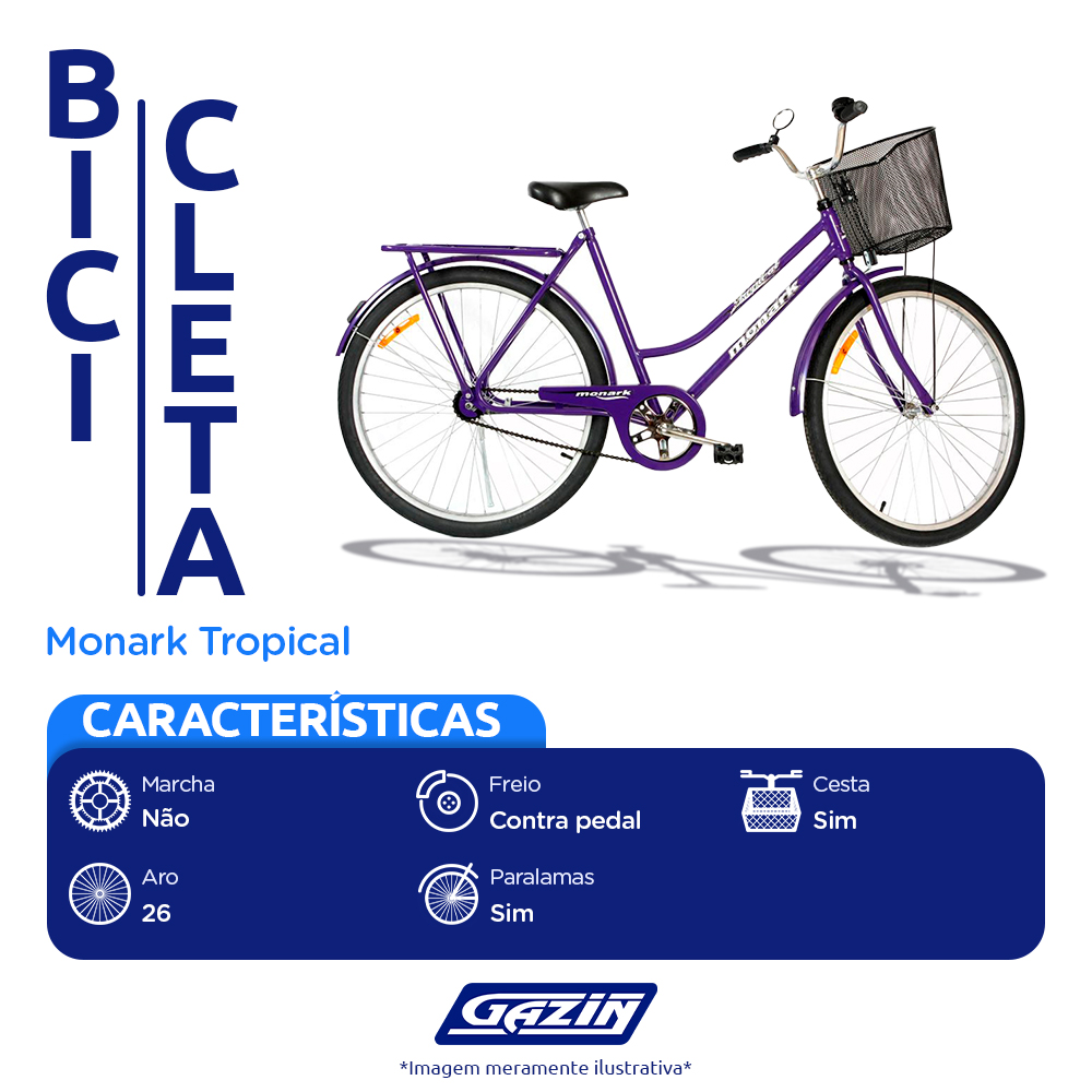 Bicicleta Aro 26 Monark Tropical Freio Contra Pedal