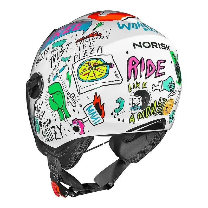 Capacete No Risk Orion Sv Free Branco/laranja