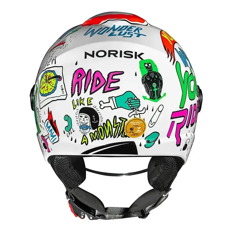 Capacete No Risk Orion Sv Free Branco/laranja