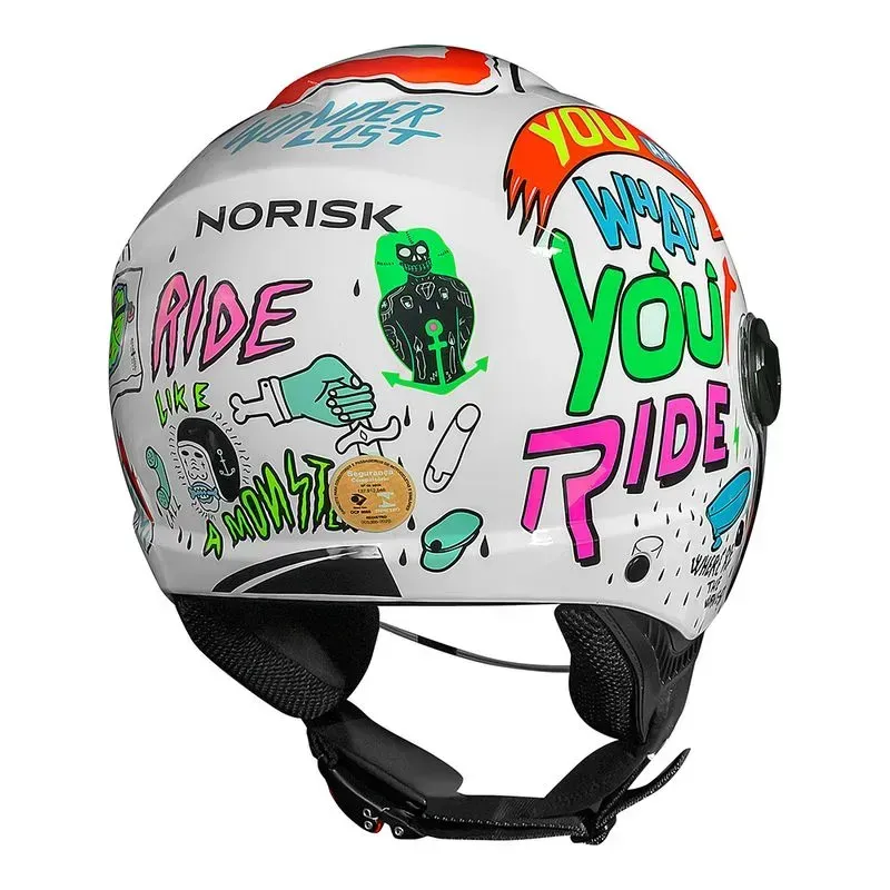 Capacete No Risk Orion Sv Free Branco/laranja
