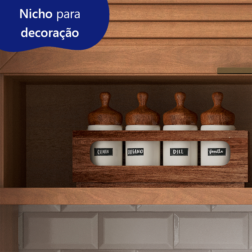 Armário Aéreo 1 Porta Basculante 120cm Macadâmia Telasul
