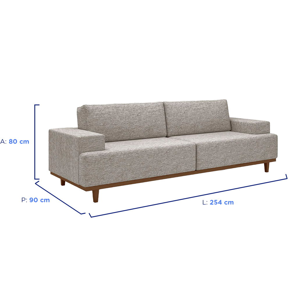 Sofá 3 Lugares 254cm Pluma Mumbai