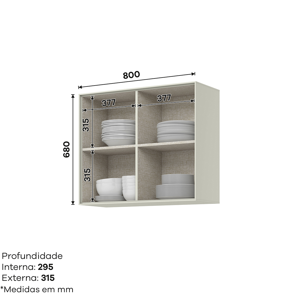 Armário Aéreo 2 Portas MDF Firenze Henn