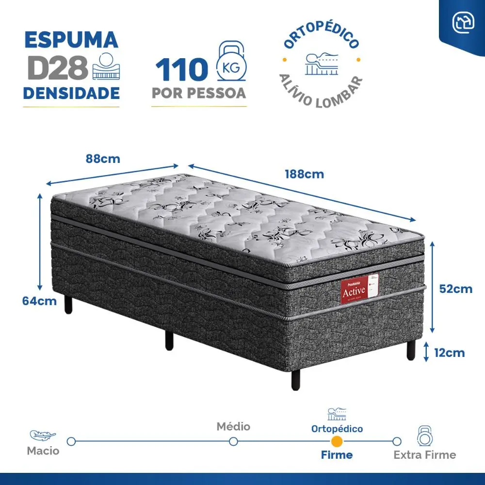 Cama Box Conjugada Probel Espuma D28 Ortopédico Solteiro