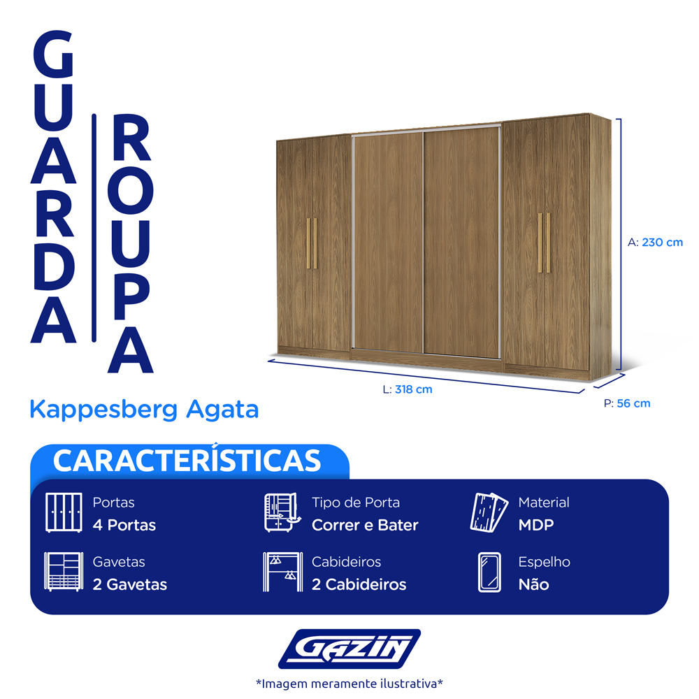 Roupeiro Modulado Kappesberg Ágata 3 Peças
