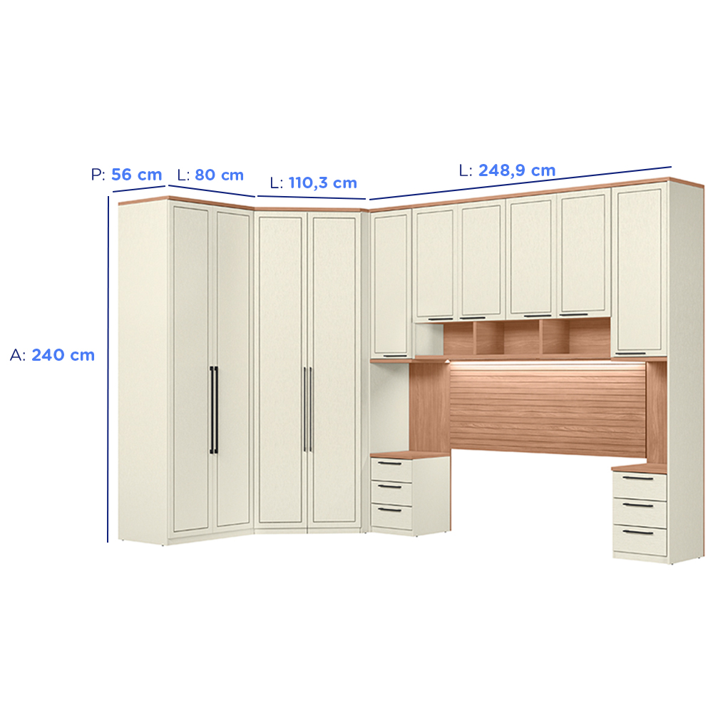 Quarto Modulado Santos Andira Doce Vida 6 Peças