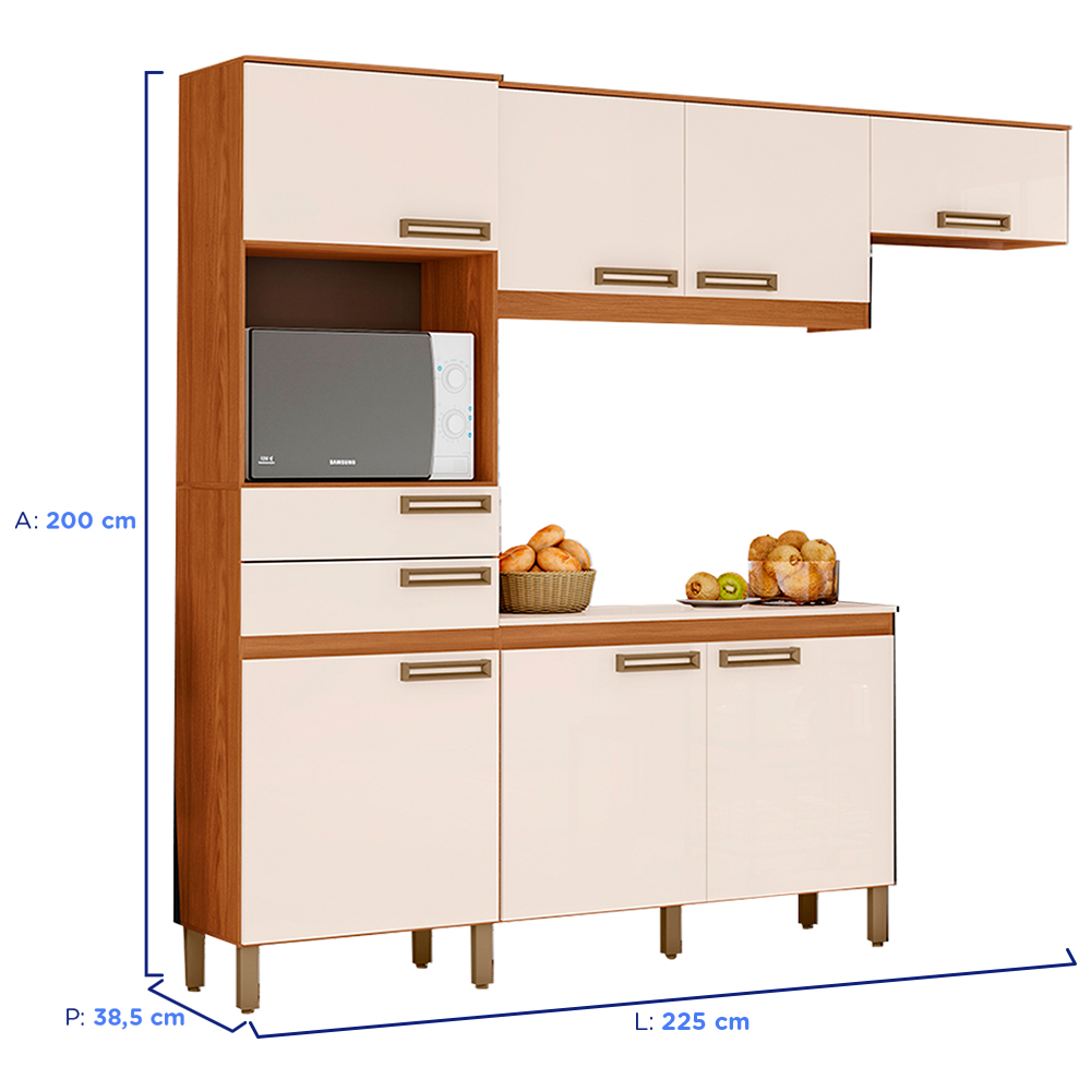 Cozinha Compacta 7 Portas 2 Gavetas B107 Briz