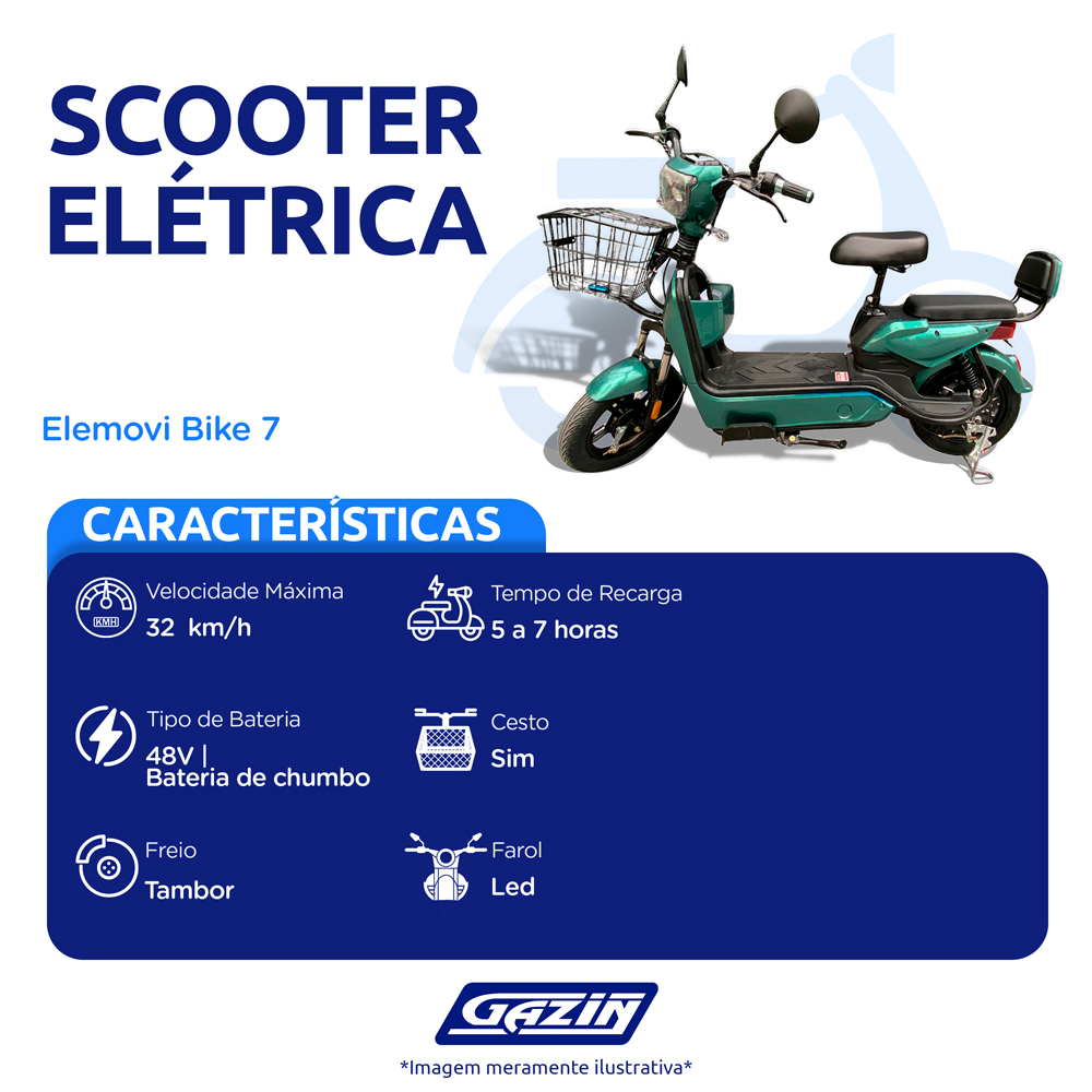 Bicicleta Elétrica Bike 7 Autopropelida Elemovi 1000W