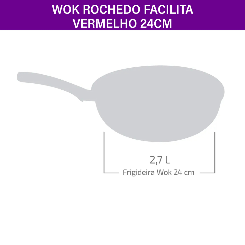 Frigideira Wok Rochedo Facilita 2,7L Antiaderente