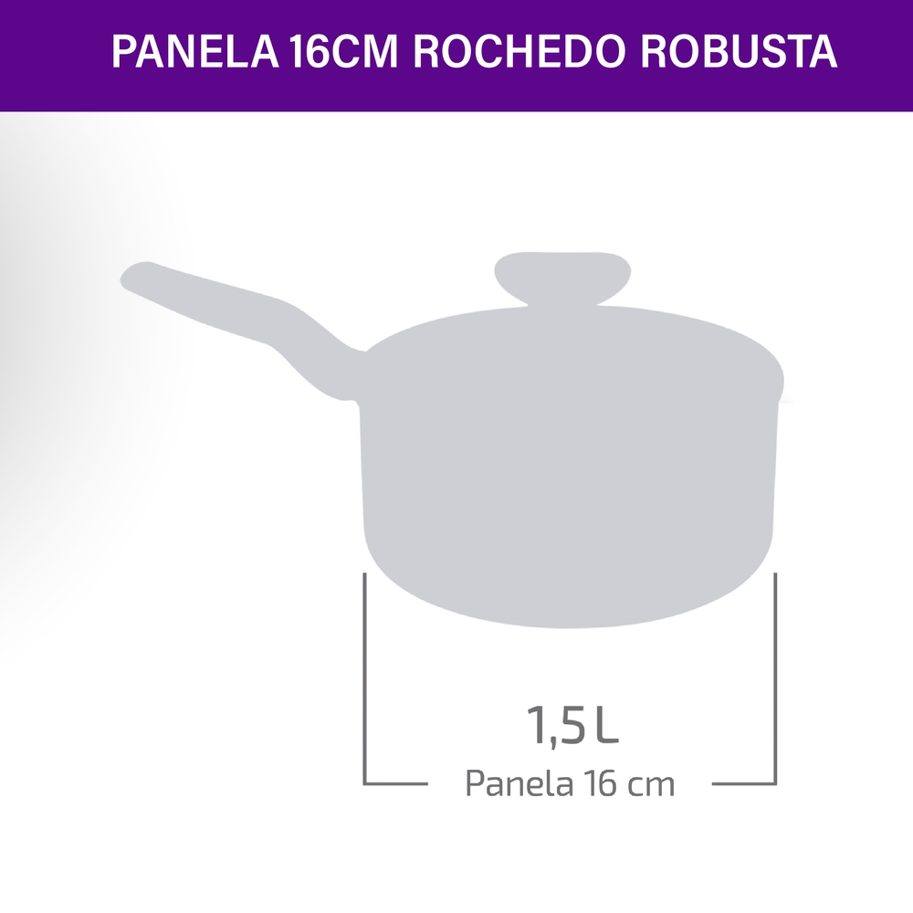 Panela Avulsa Rochedo Robusta 1,4L 16cm Antiaderente