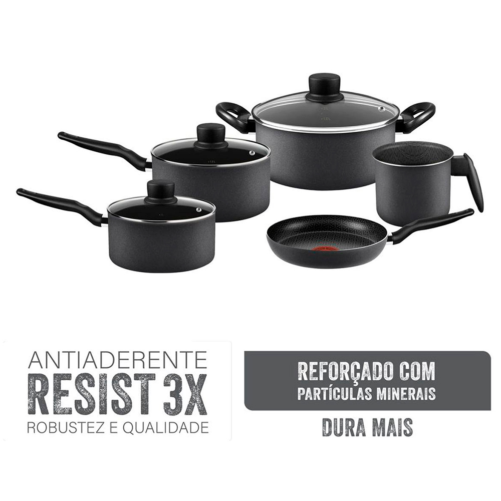 Jogo de Panelas Rochedo Antiaderente 5 Peças Robusta