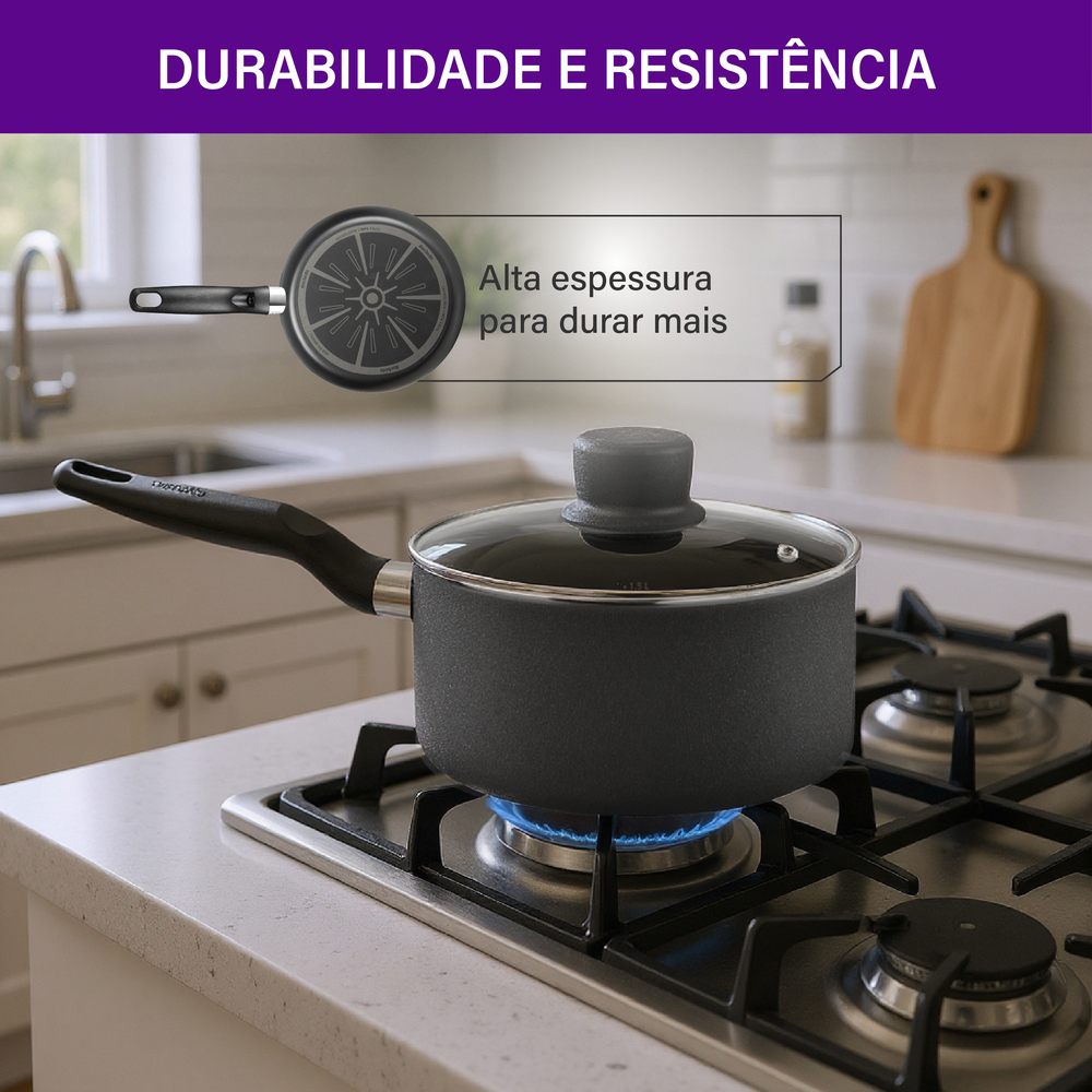 Jogo de Panelas Rochedo Antiaderente 5 Peças Robusta