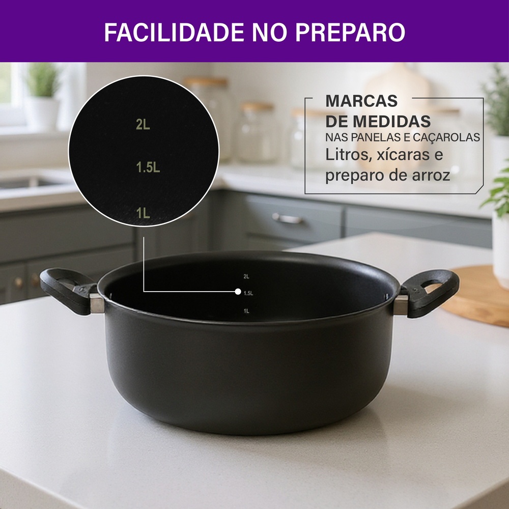 Jogo de Panelas Rochedo Antiaderente 5 Peças Robusta