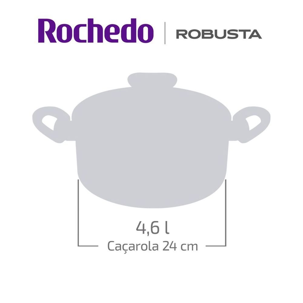 Caçarola Robusta Rochedo 4,6L 24cm Antiaderente