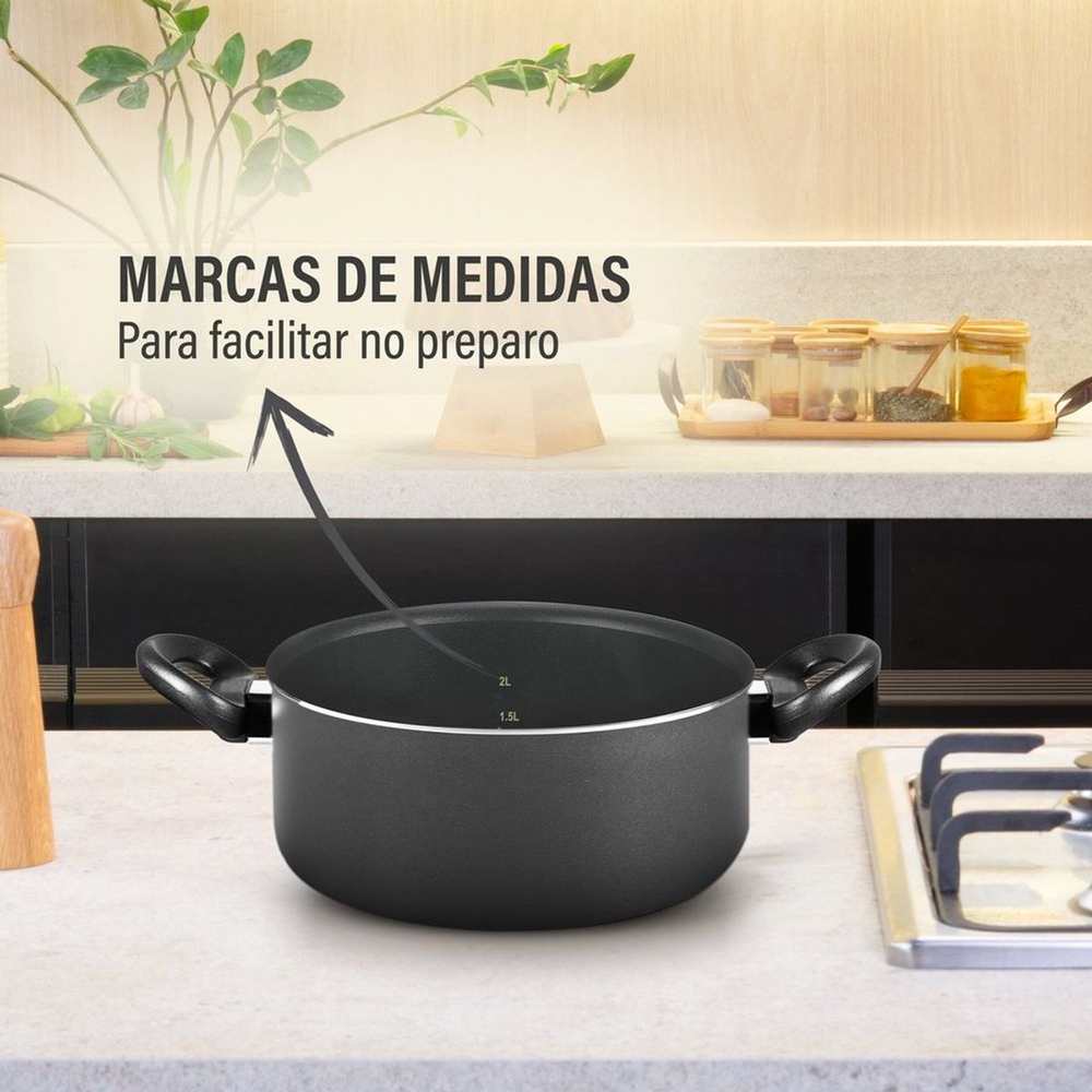 Caçarola Robusta Rochedo 4,6L 24cm Antiaderente