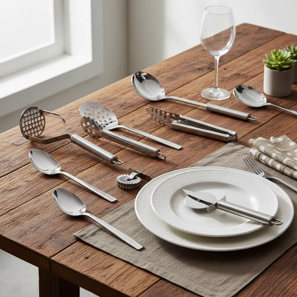 Jogo Com 16 Utensílios Inox Para