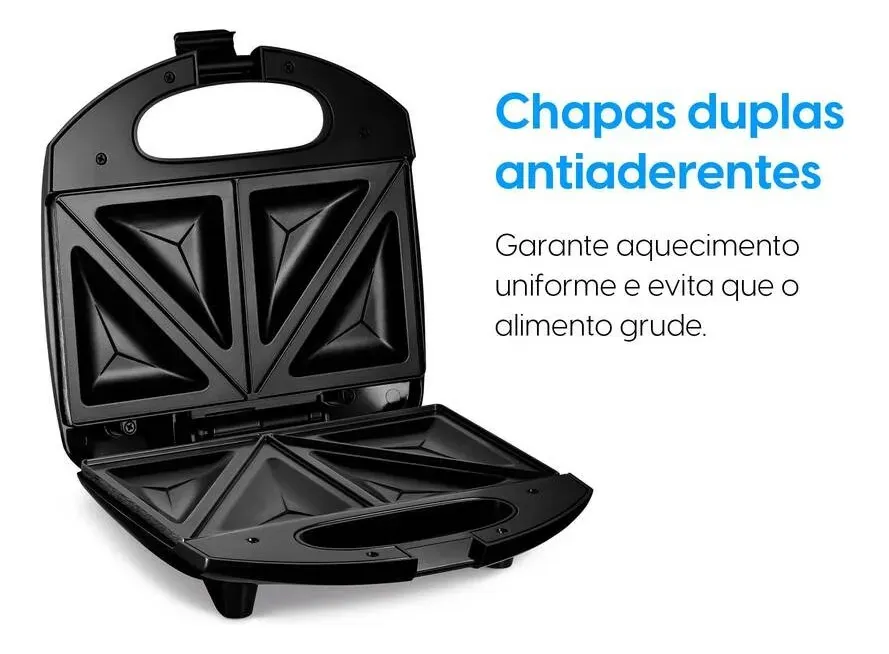 Sanduicheira Fast Time Elgin 800w Placas Duplas Preto