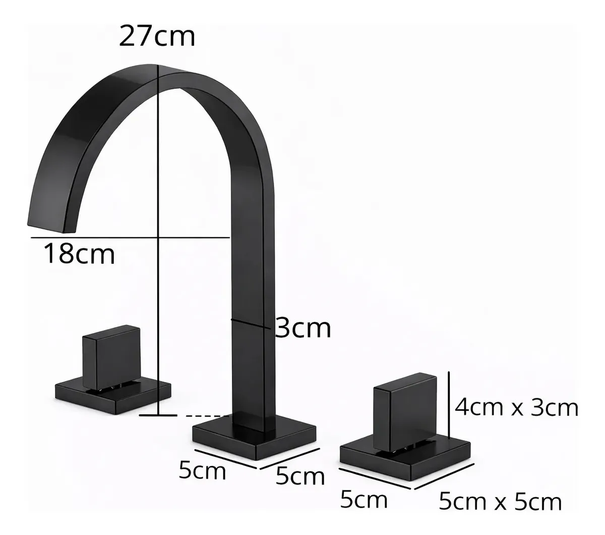Torneira De Luxo  Sollux Slim Bicomando, Preta Fosca