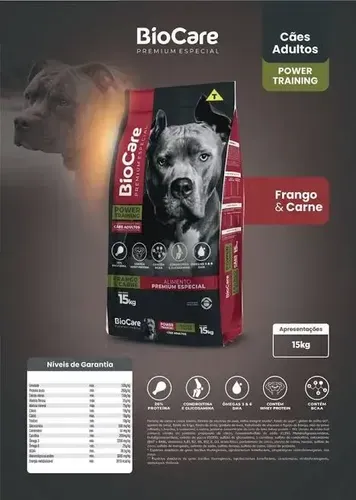 Ração Biocare Power Training Adulto 15kg 26% Proteína