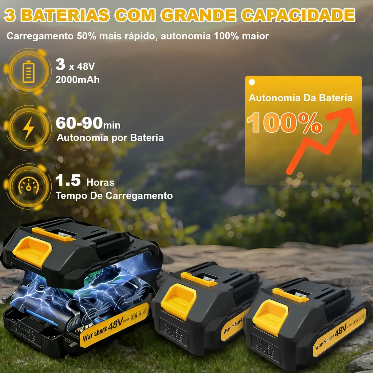 Aparador De Gramas Profissional / 3 Baterias 2000mah