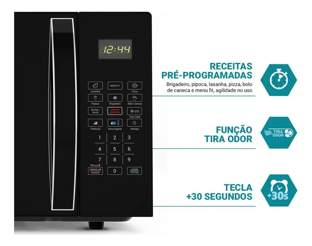 Micro-ondas Philco 28l Limpa Fácil 1100w Preto