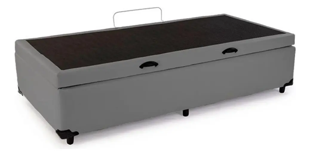 Cama Box Baú Solteiro Sintético Sereneprime Cinza 88x188x44