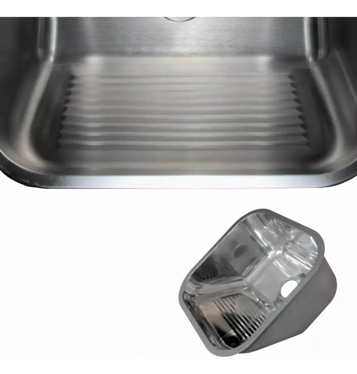 Tanque Lavanderia 55x45 Com Acessórios Aço Inox Escovado